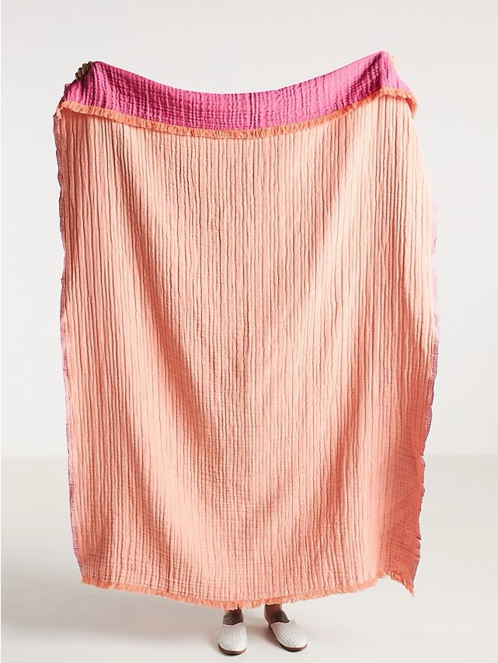 Anthropologie Coral Zora Gauze throw